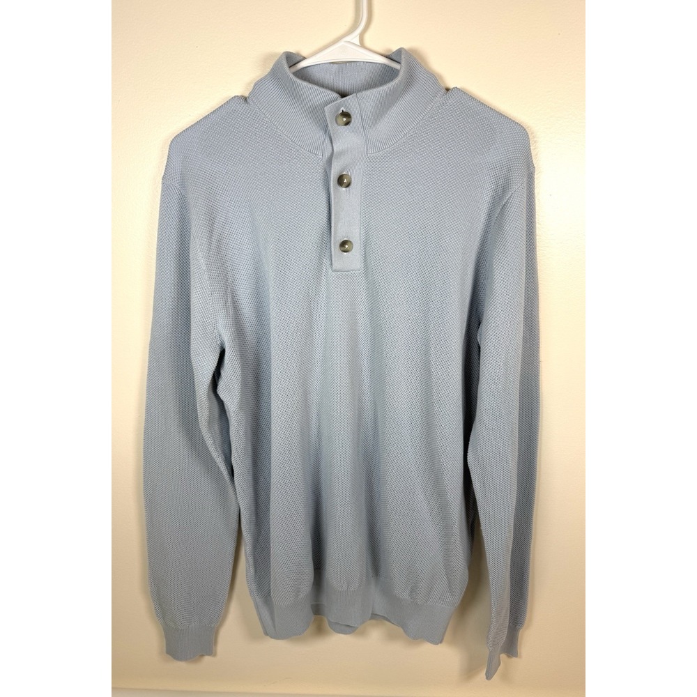 FootJoy Golf Seed Stitch Sweater Mens Medium Drirelease Acrylic Wool Light Blue